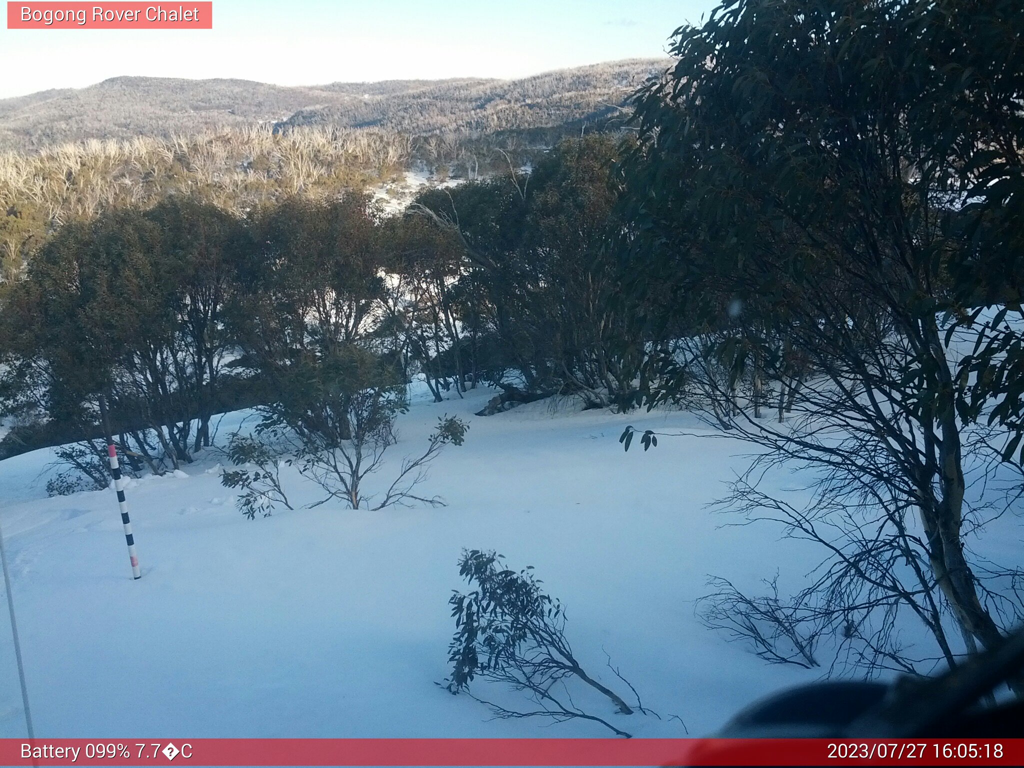 Bogong Web Cam 4:05pm Thursday 27th of July 2023