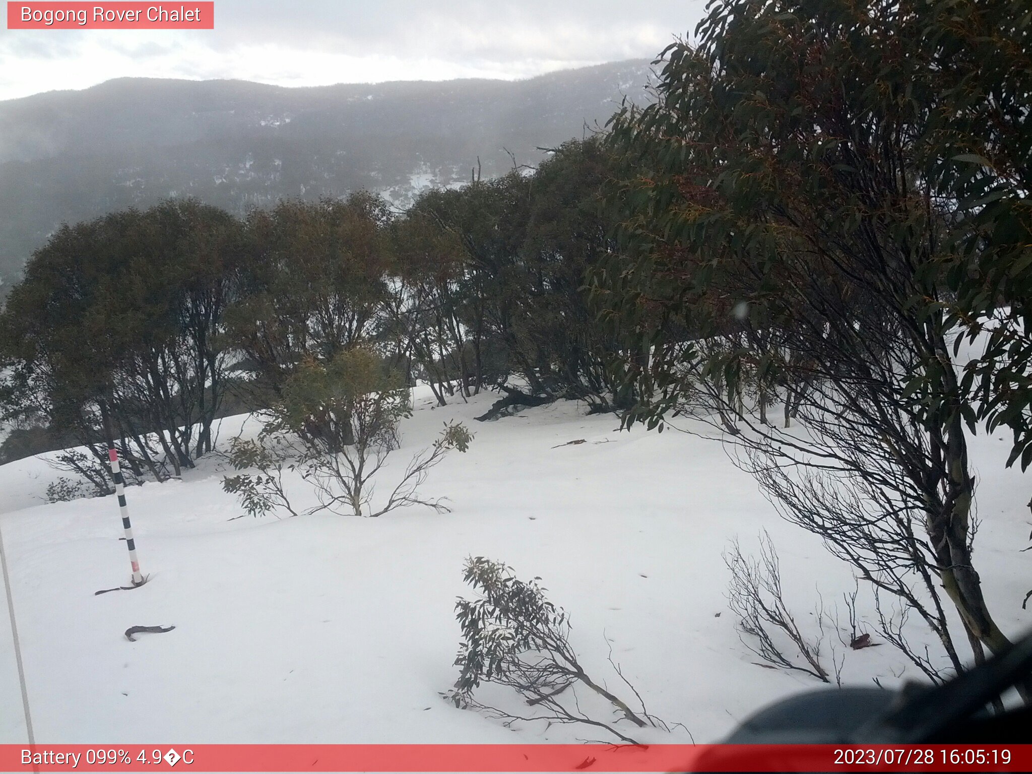 Bogong Web Cam 4:05pm Friday 28th of July 2023