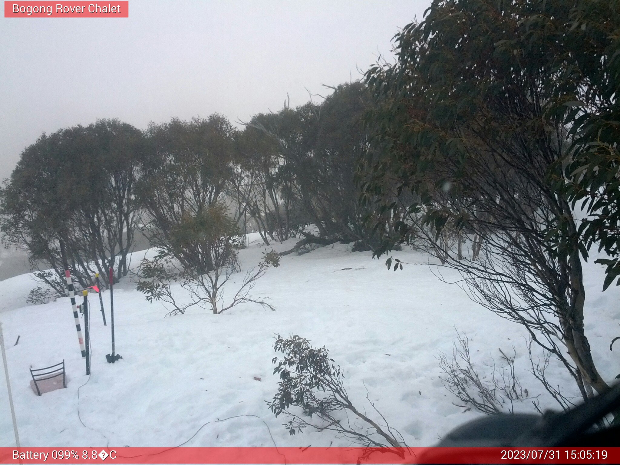 Bogong Web Cam 3:05pm Monday 31st of July 2023