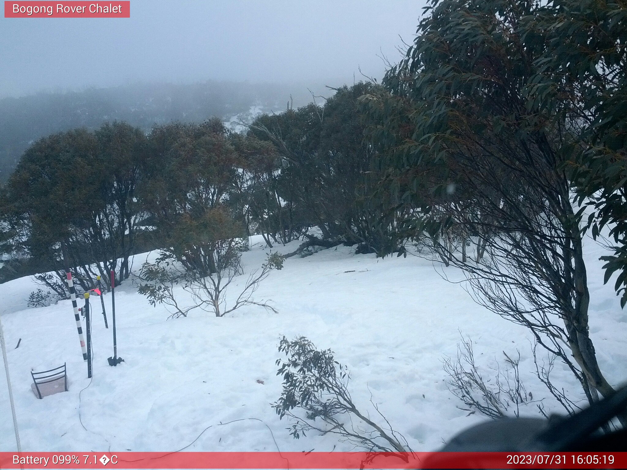 Bogong Web Cam 4:05pm Monday 31st of July 2023