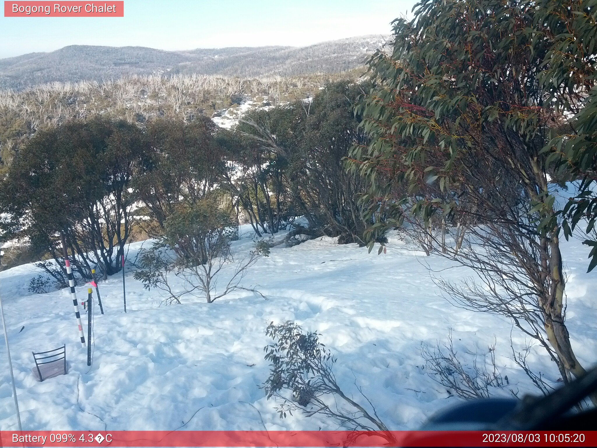 Bogong Web Cam 10:05am Thursday 3rd of August 2023