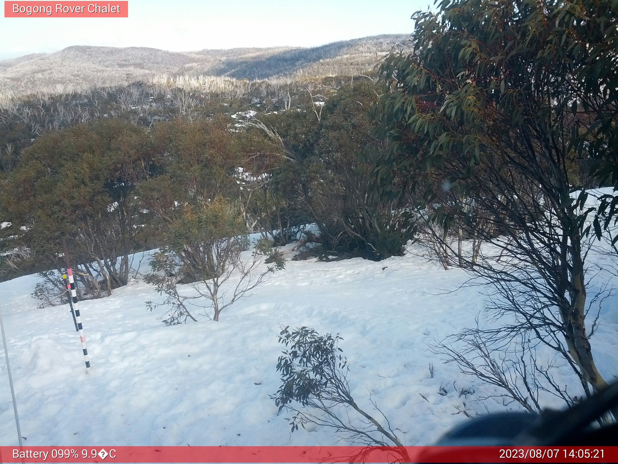 Bogong Web Cam 2:05pm Monday 7th of August 2023