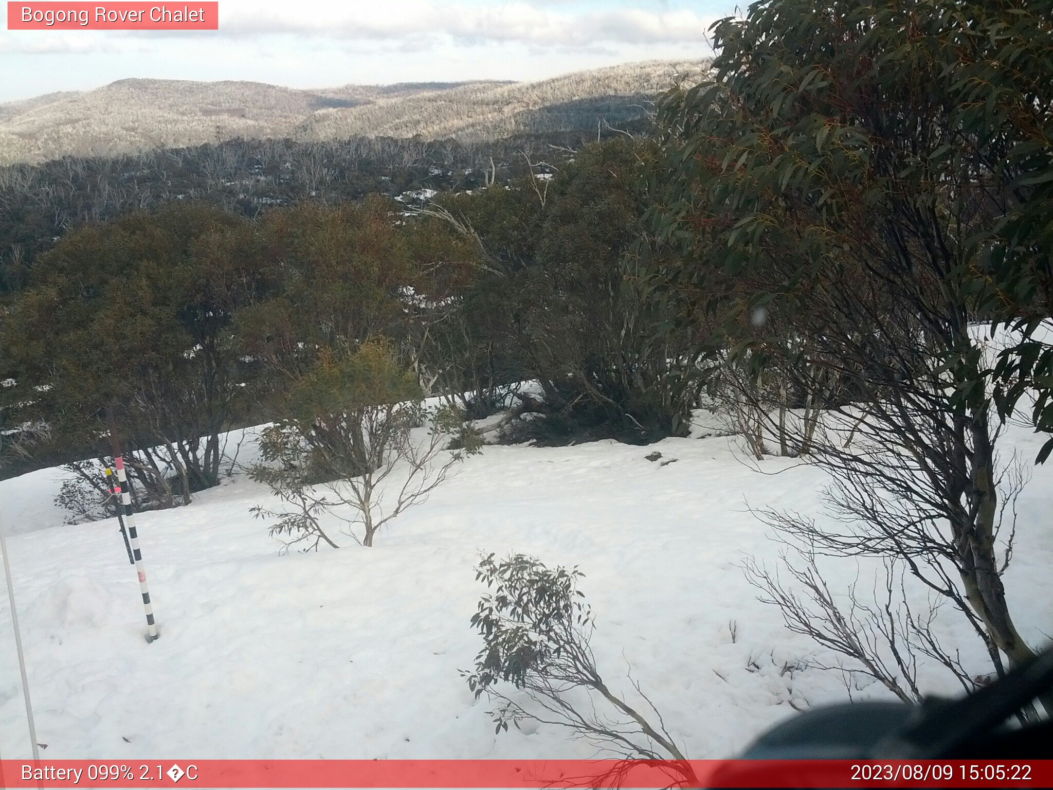 Bogong Web Cam 3:05pm Wednesday 9th of August 2023