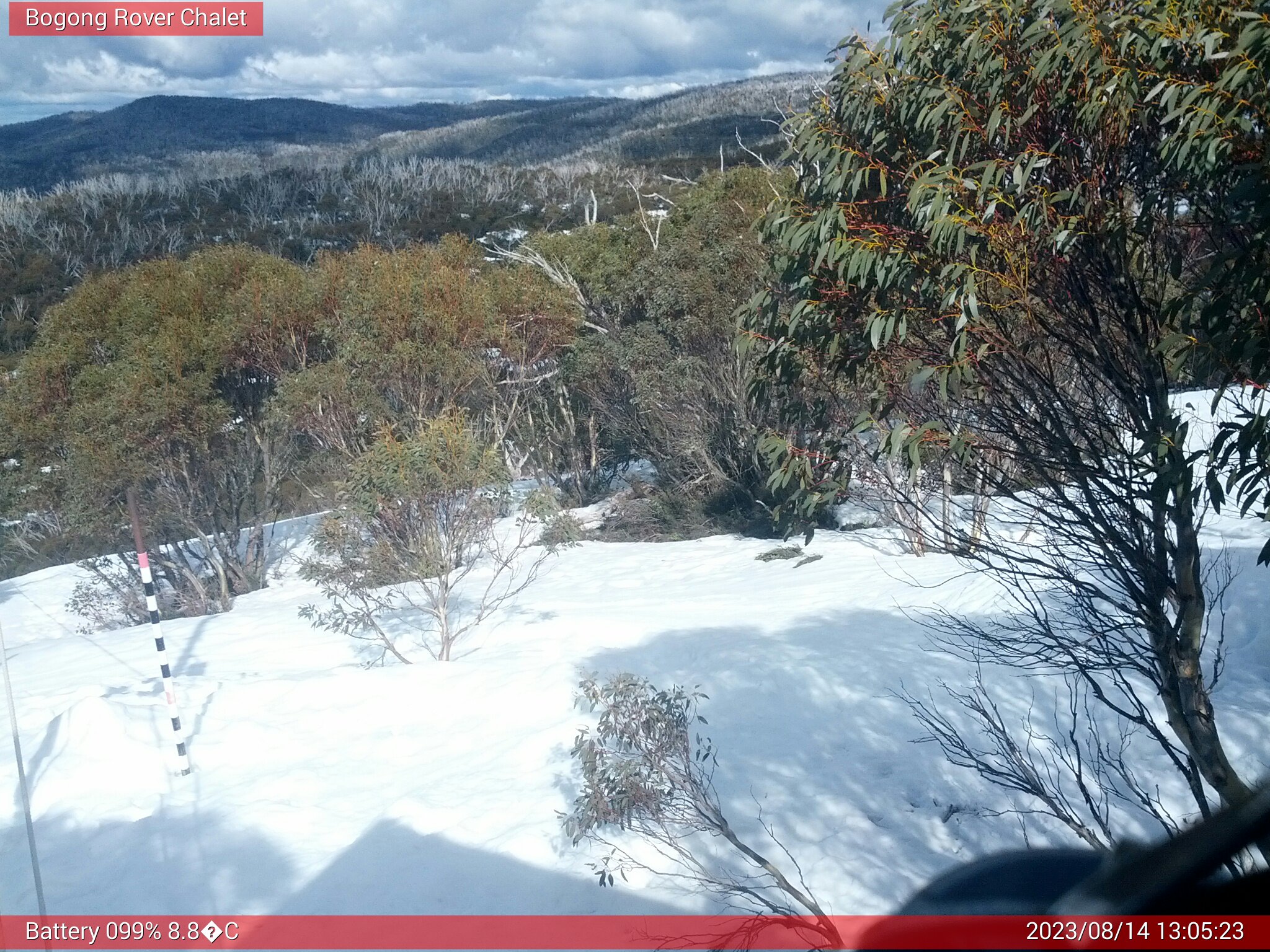 Bogong Web Cam 1:05pm Monday 14th of August 2023