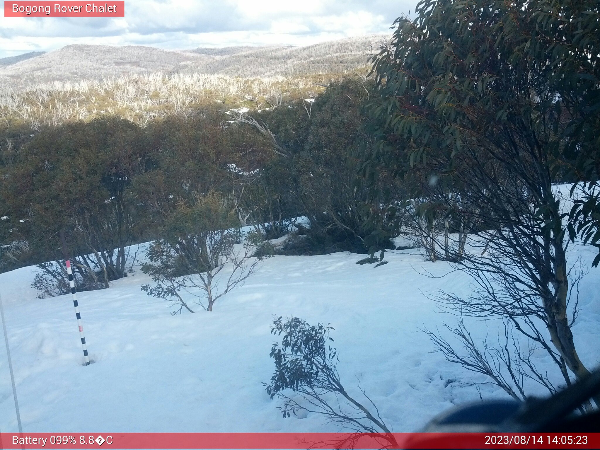 Bogong Web Cam 2:05pm Monday 14th of August 2023