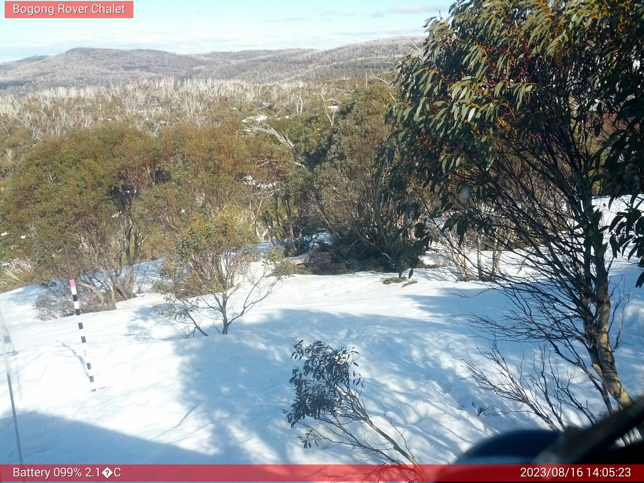 Bogong Web Cam 2:05pm Wednesday 16th of August 2023