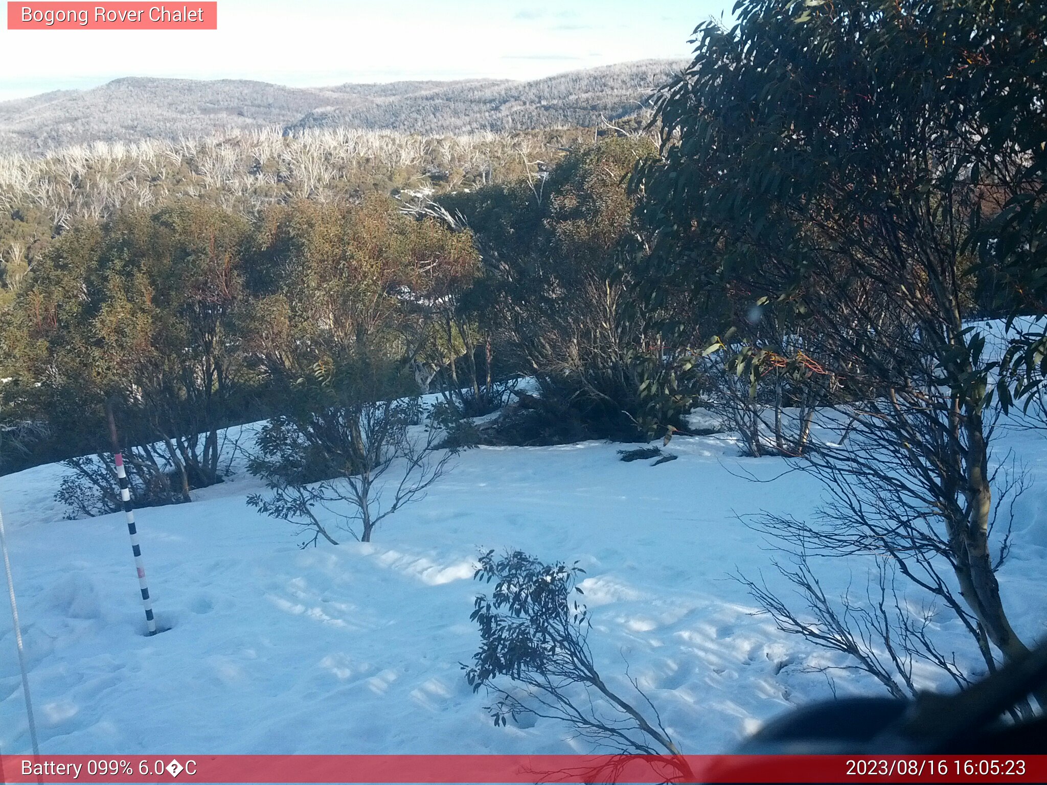 Bogong Web Cam 4:05pm Wednesday 16th of August 2023