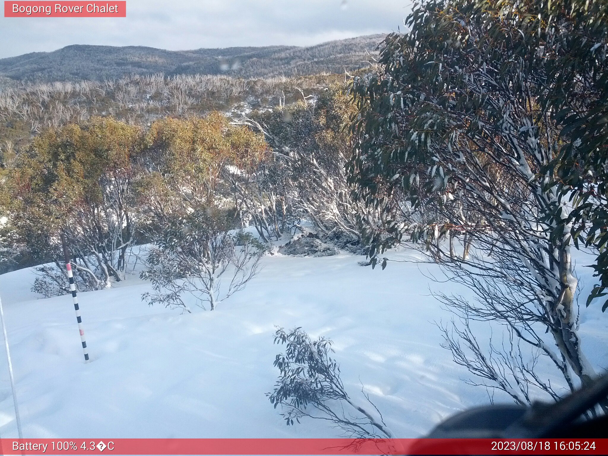 Bogong Web Cam 4:05pm Friday 18th of August 2023