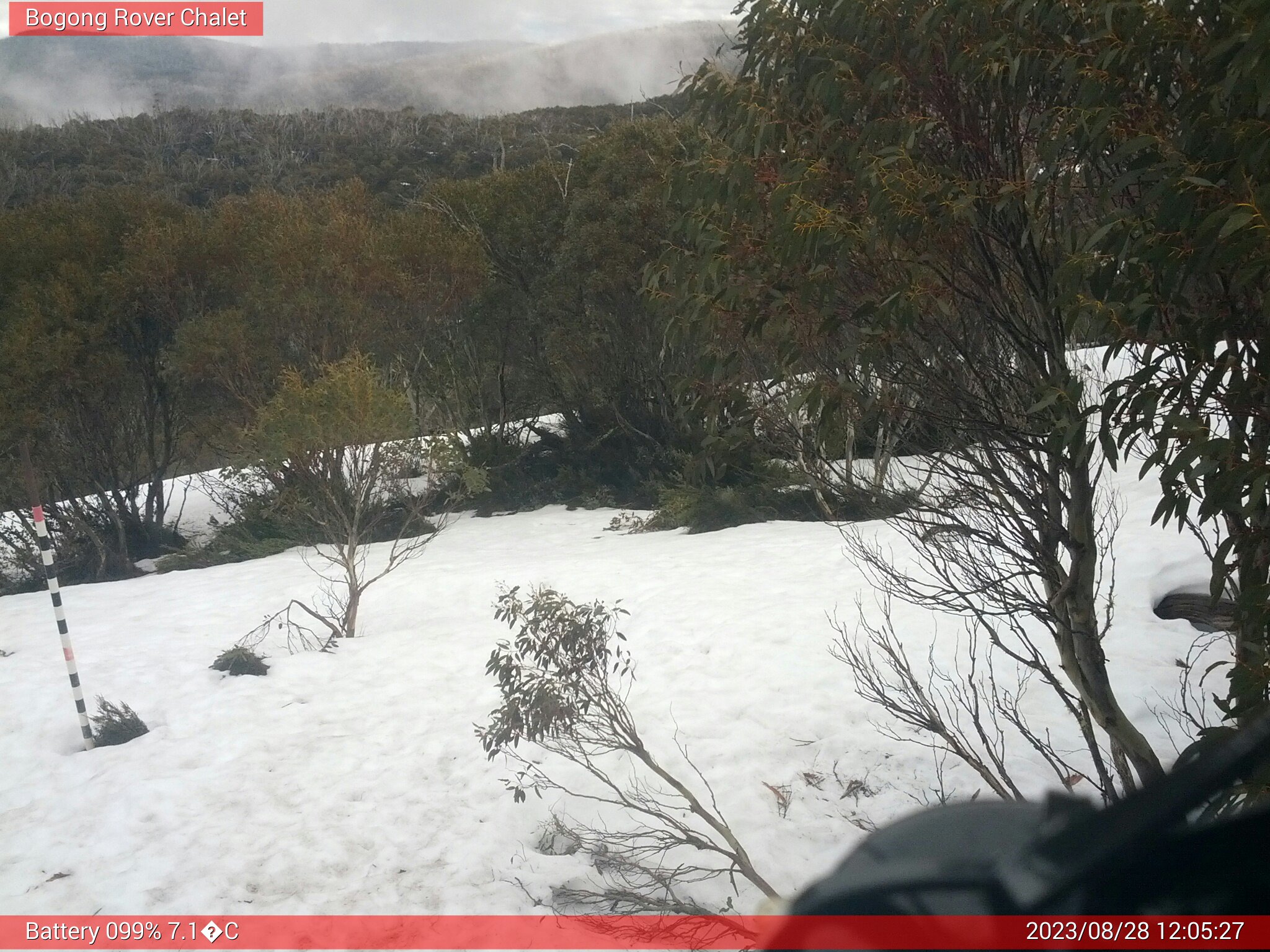 Bogong Web Cam 12:05pm Monday 28th of August 2023