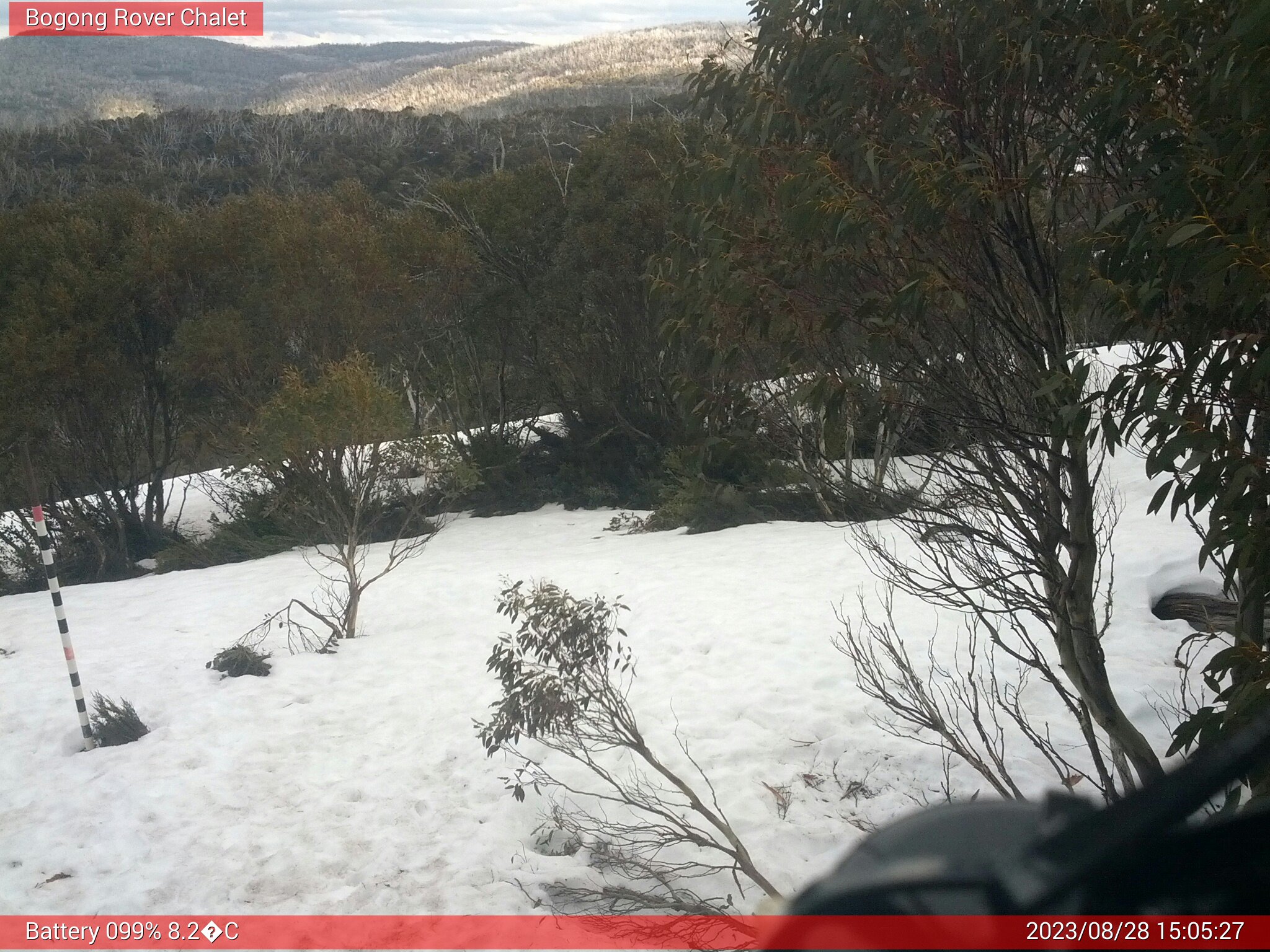 Bogong Web Cam 3:05pm Monday 28th of August 2023