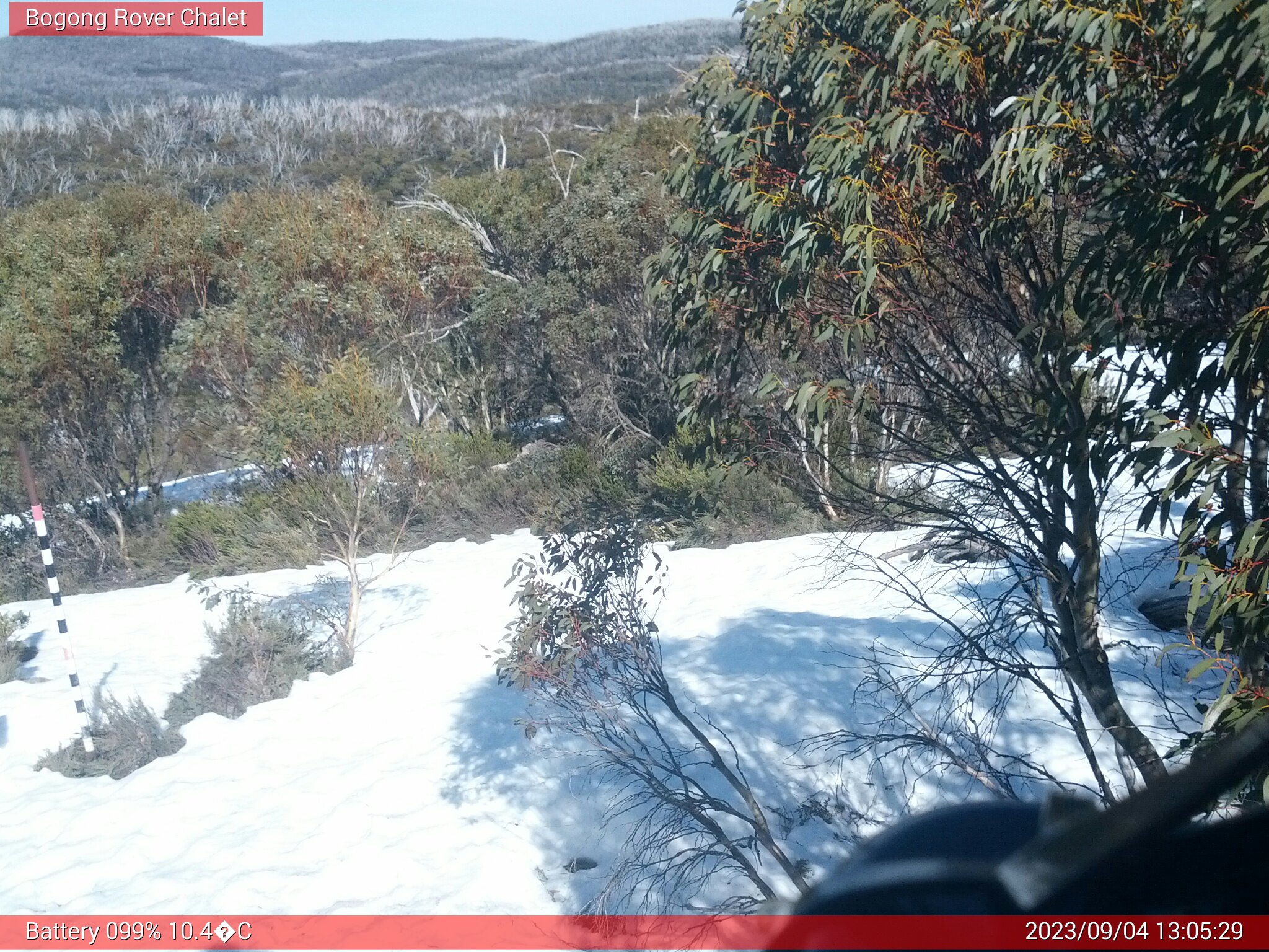 Bogong Web Cam 1:05pm Monday 4th of September 2023