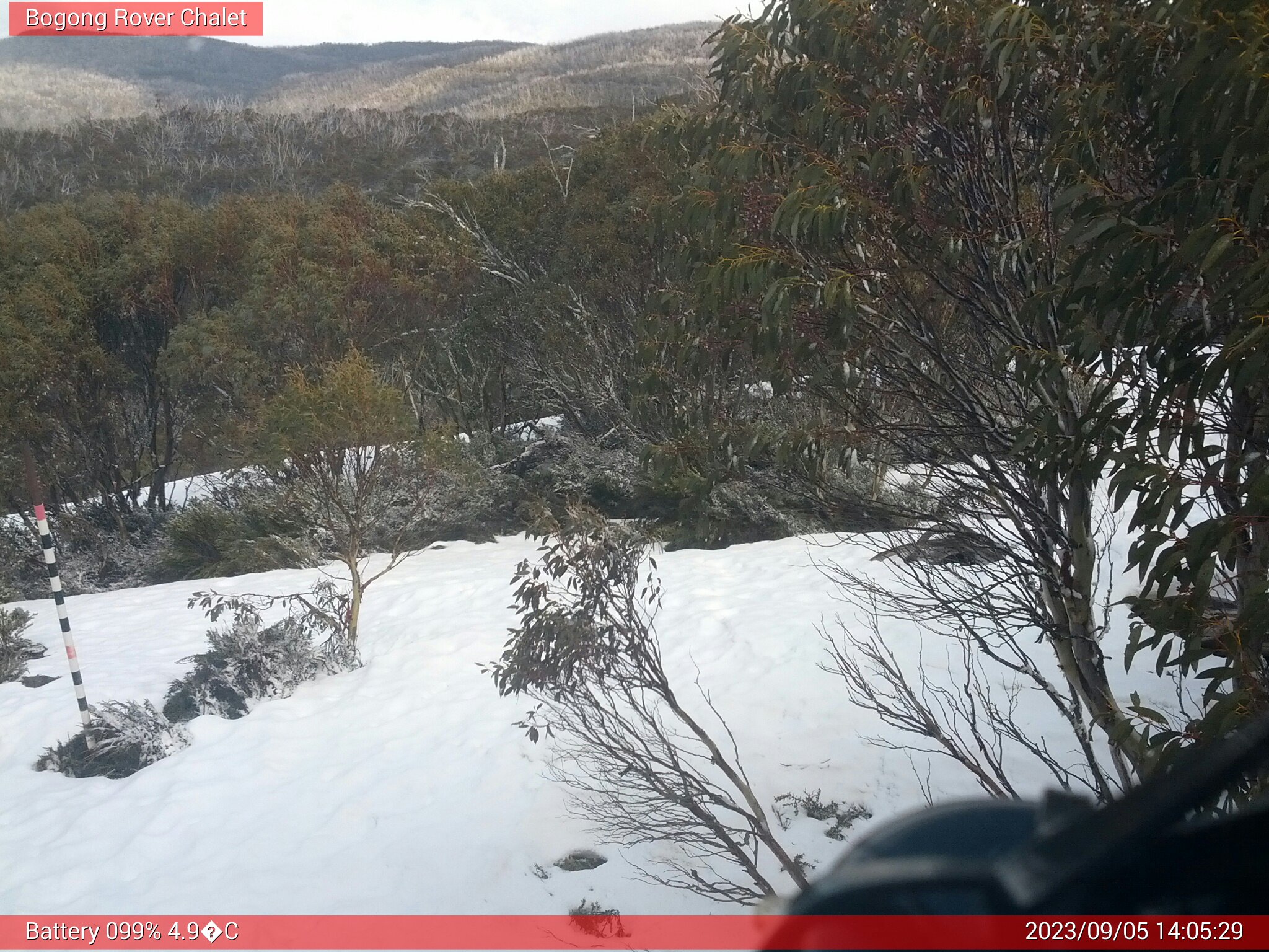 Bogong Web Cam 2:05pm Tuesday 5th of September 2023