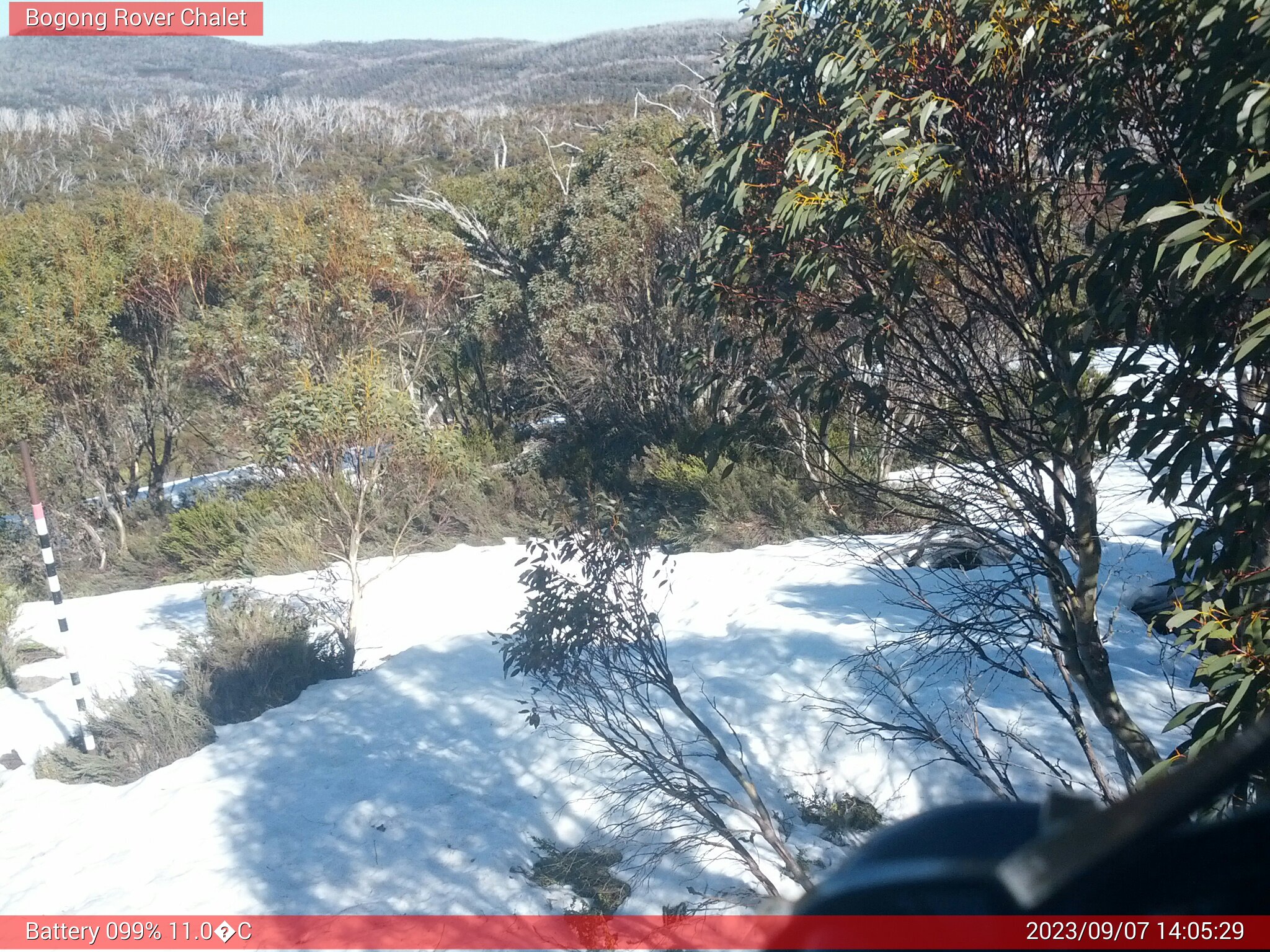 Bogong Web Cam 2:05pm Thursday 7th of September 2023