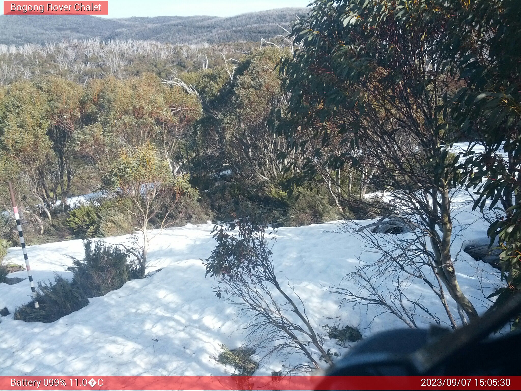 Bogong Web Cam 3:05pm Thursday 7th of September 2023