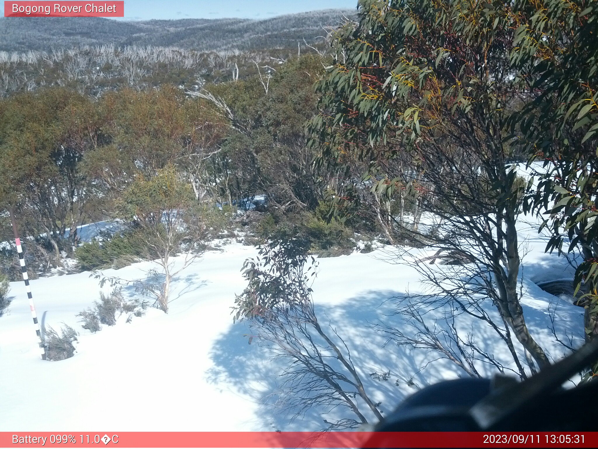 Bogong Web Cam 1:05pm Monday 11th of September 2023