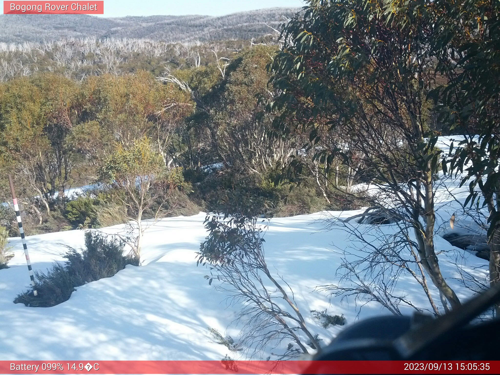 Bogong Web Cam 3:05pm Wednesday 13th of September 2023