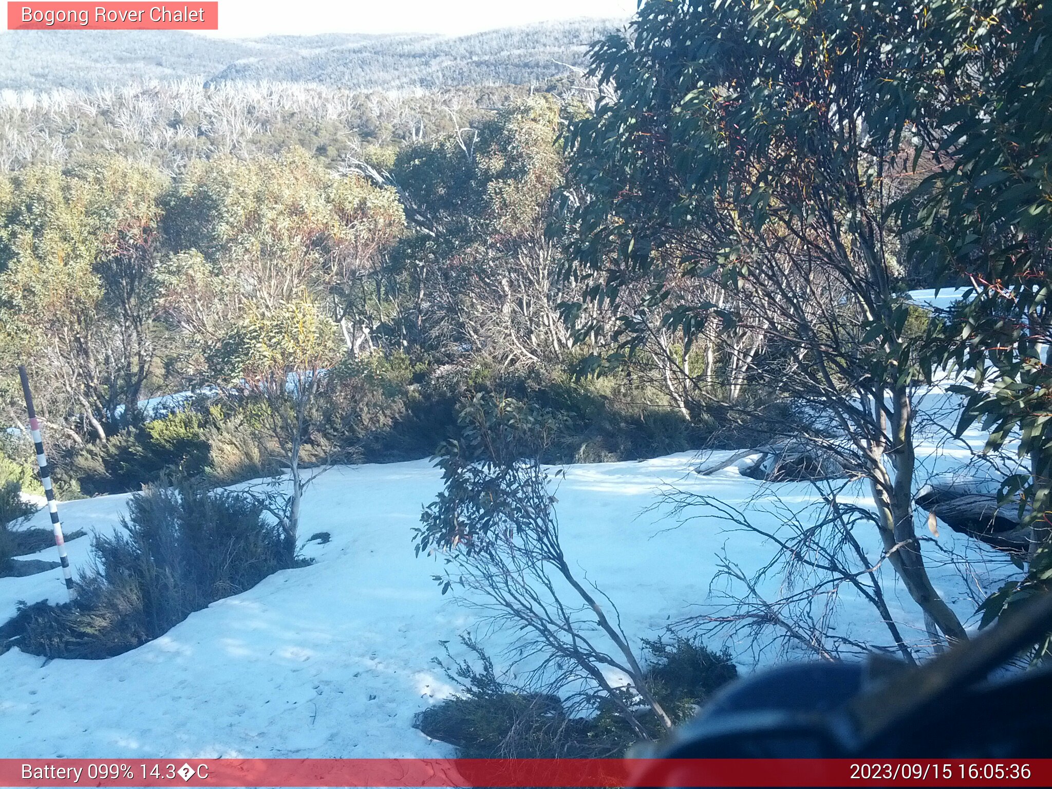 Bogong Web Cam 4:05pm Friday 15th of September 2023