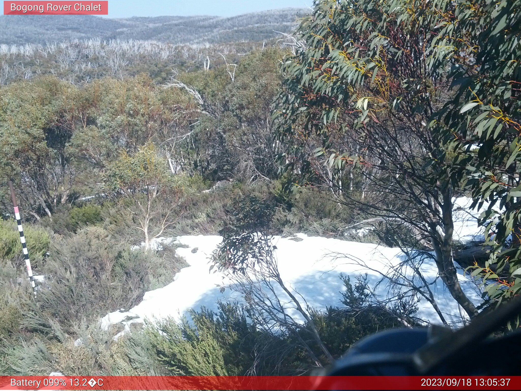 Bogong Web Cam 1:05pm Monday 18th of September 2023