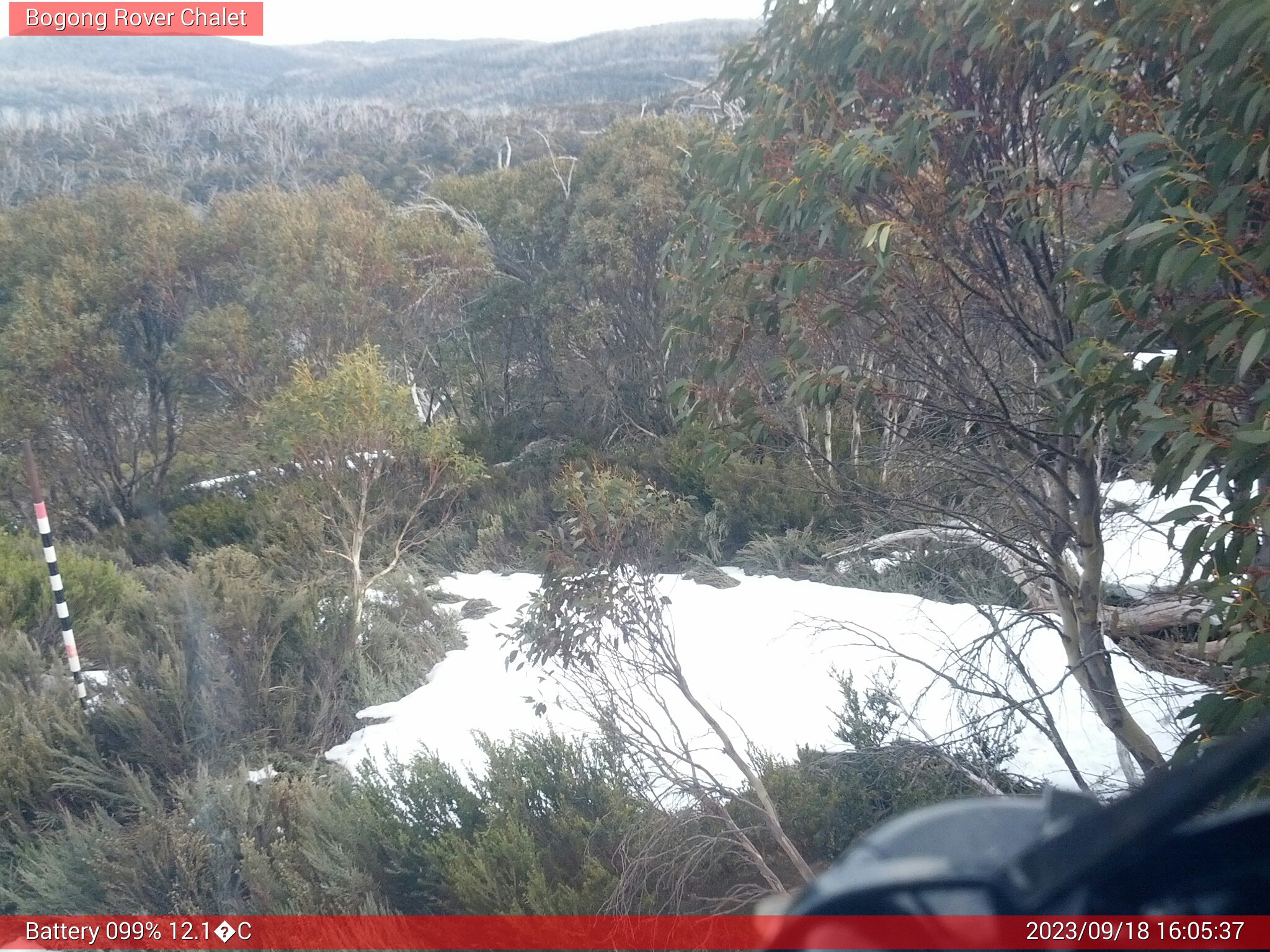 Bogong Web Cam 4:05pm Monday 18th of September 2023