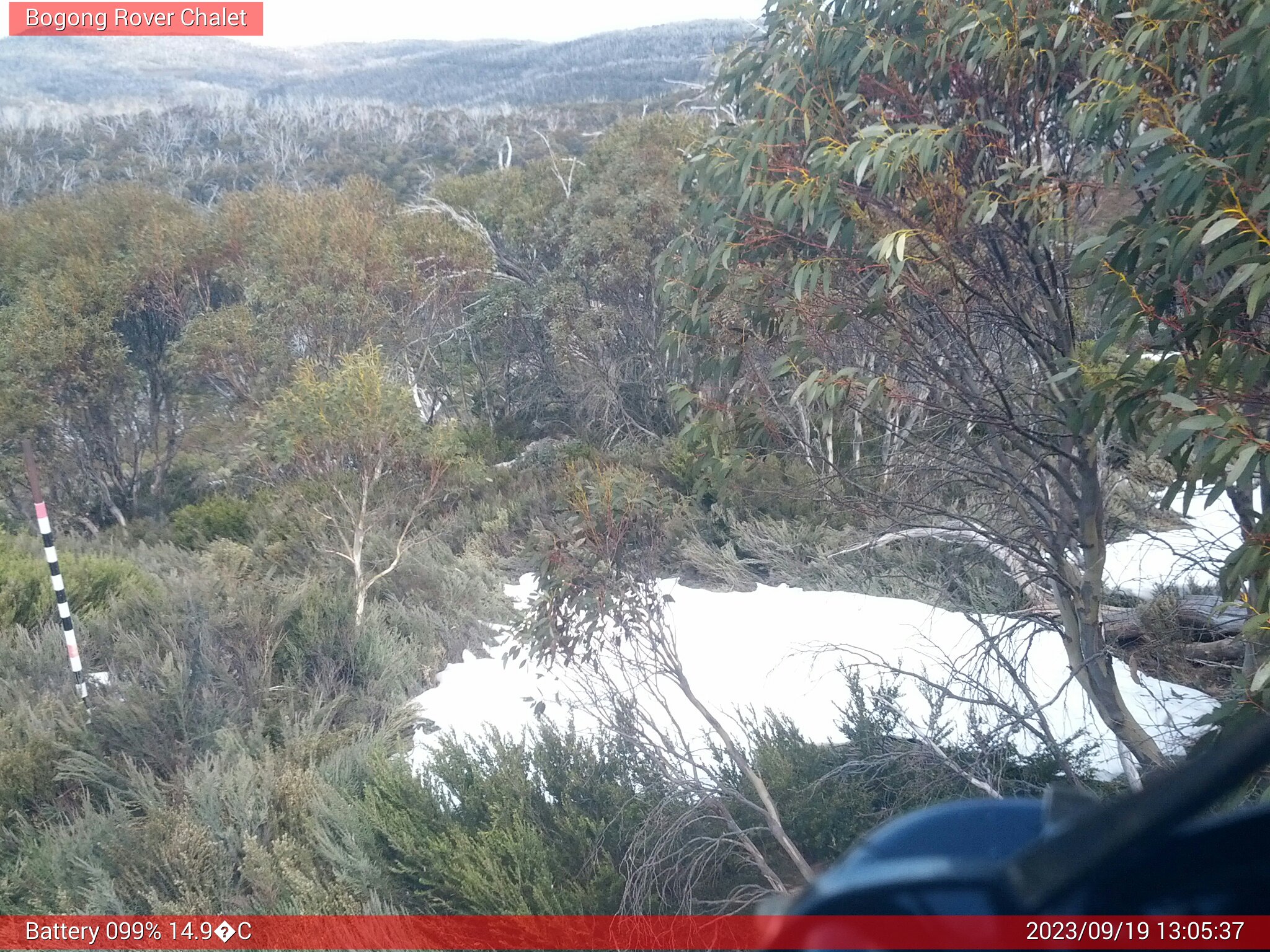 Bogong Web Cam 1:05pm Tuesday 19th of September 2023