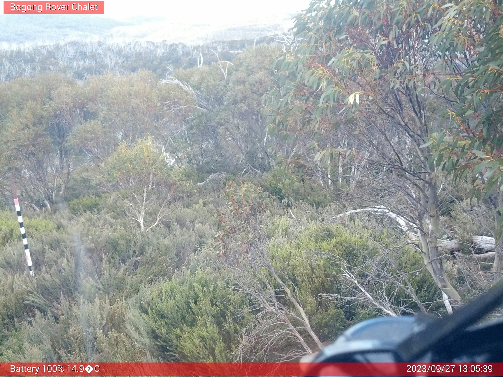 Bogong Web Cam 1:05pm Wednesday 27th of September 2023