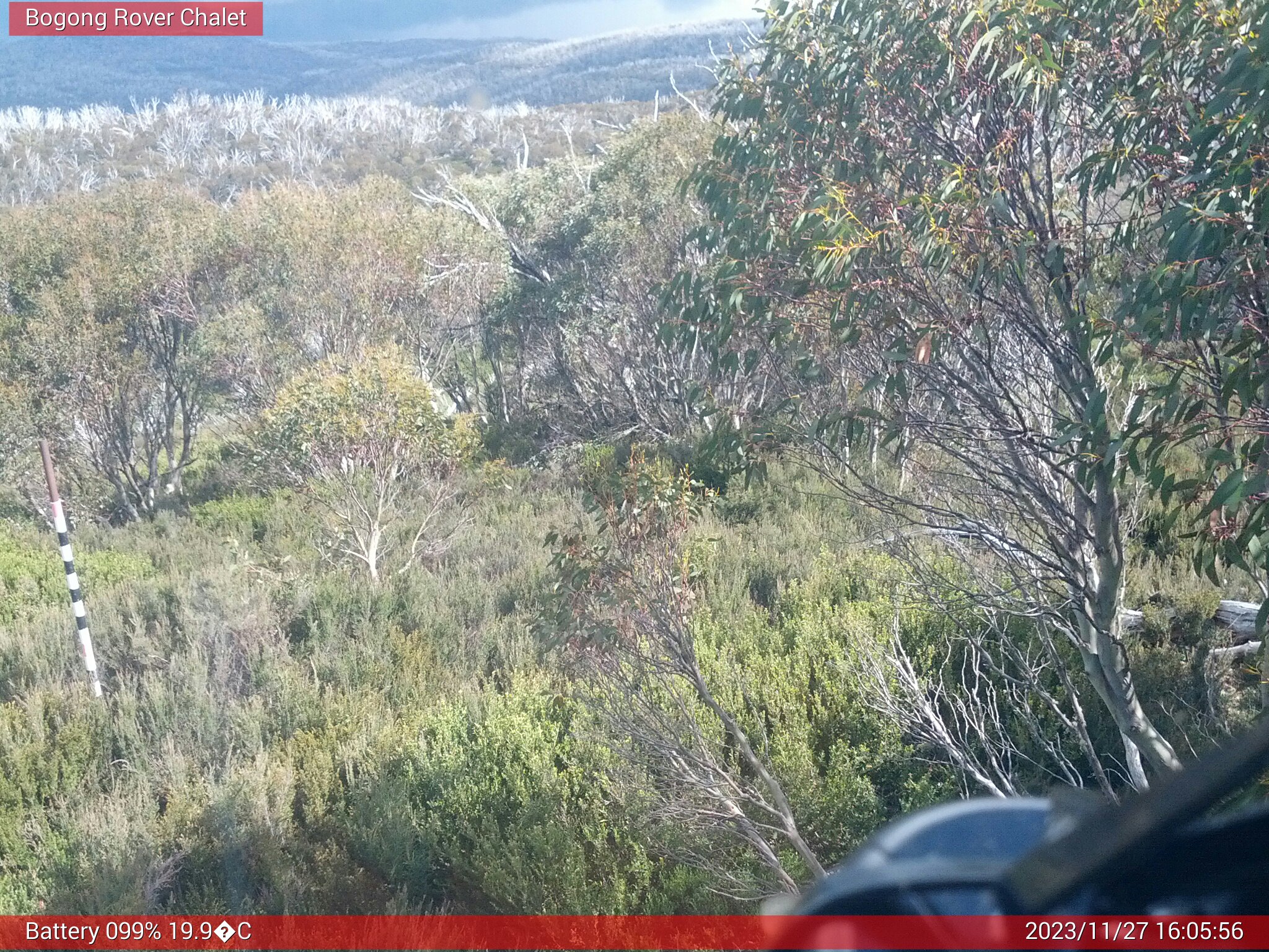 Bogong Web Cam 4:05pm Monday 27th of November 2023