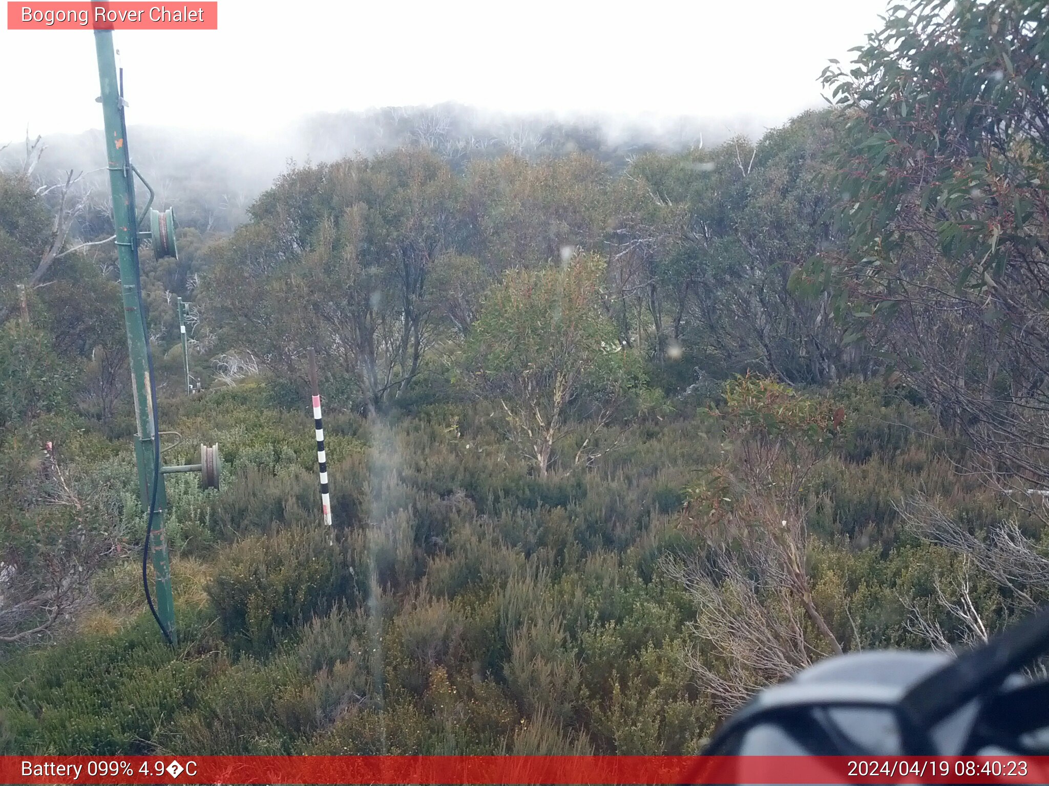 Bogong Web Cam 8:40am Friday 19th of April 2024