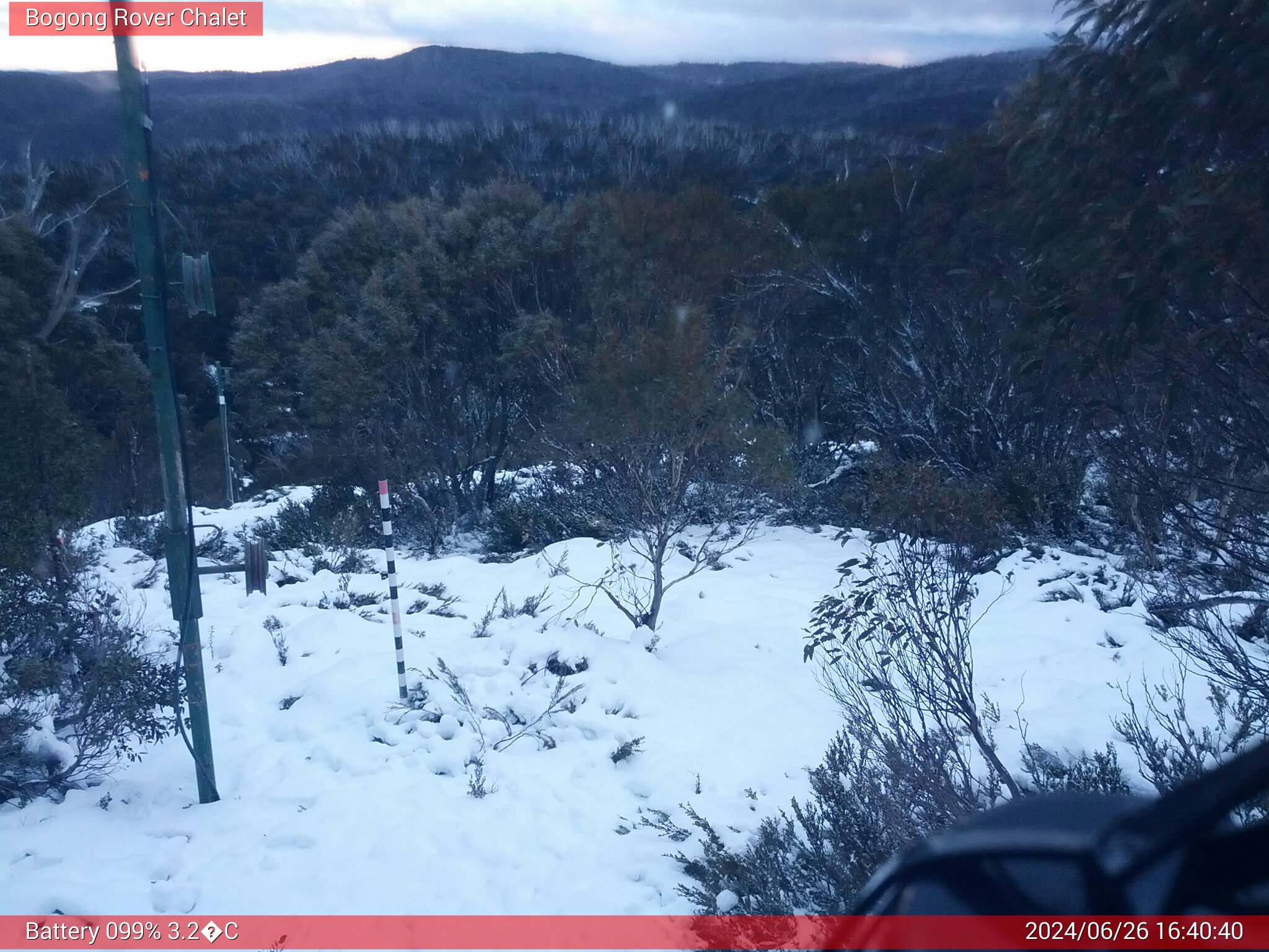 Bogong Web Cam 4:40pm Wednesday 26th of June 2024