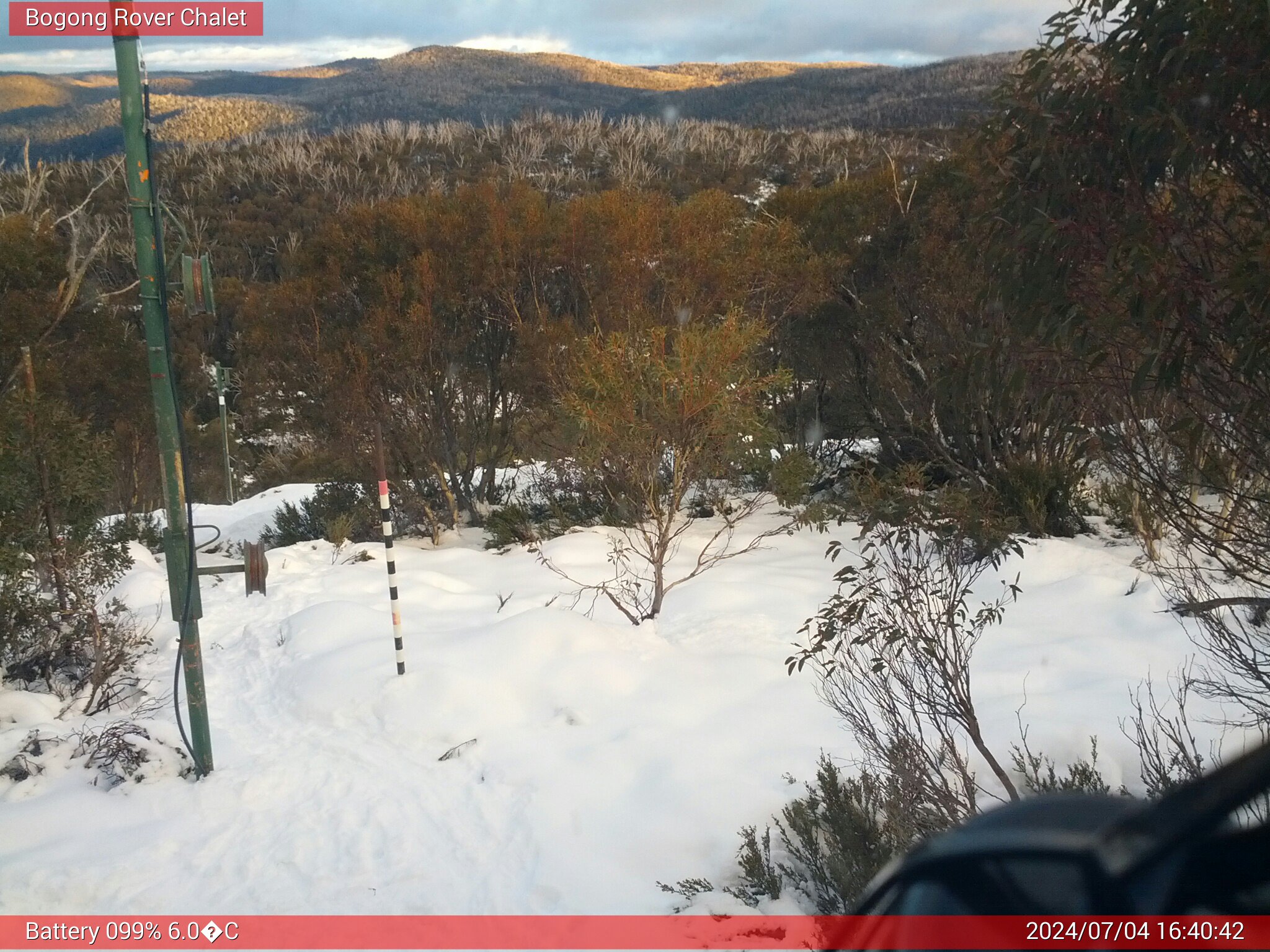 Bogong Web Cam 4:40pm Thursday 4th of July 2024