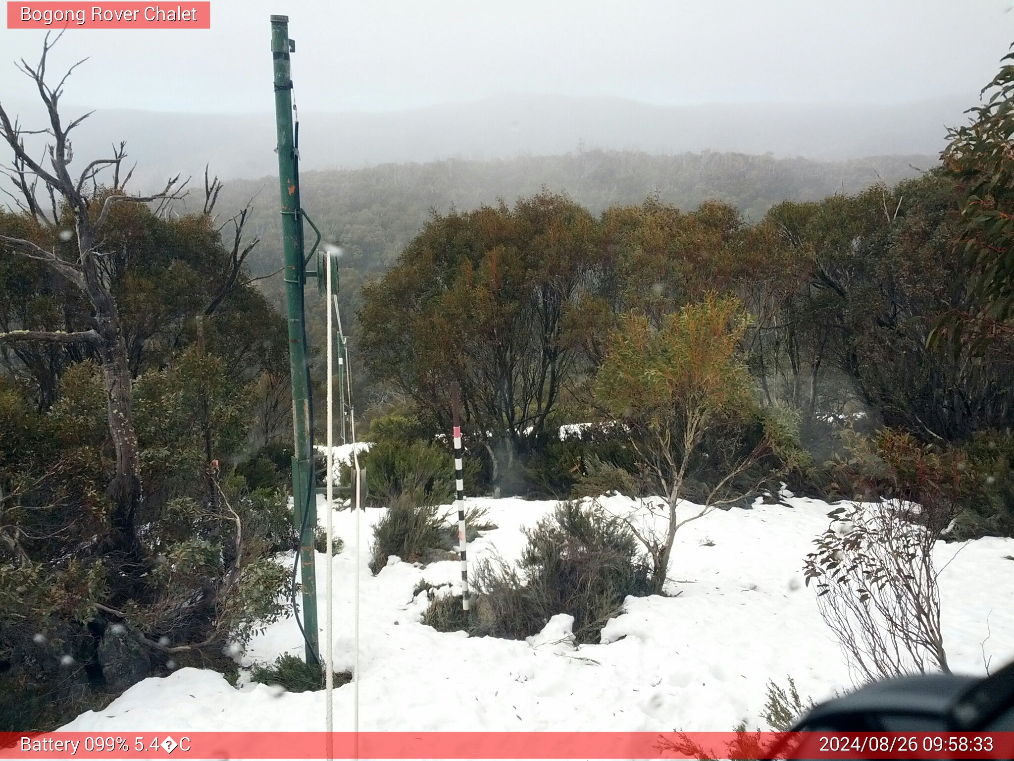 Bogong Web Cam 9:58am Monday 26th of August 2024