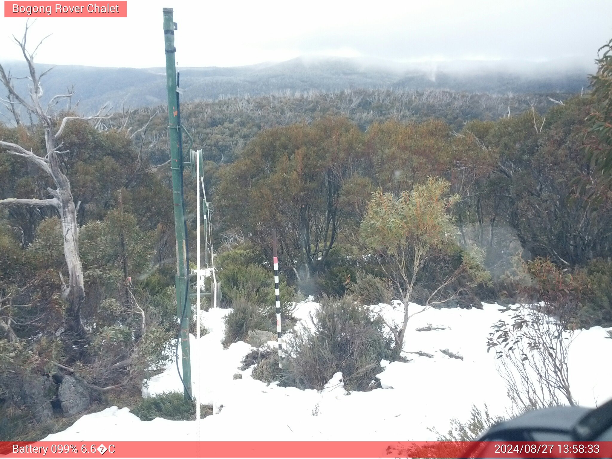 Bogong Web Cam 1:58pm Tuesday 27th of August 2024