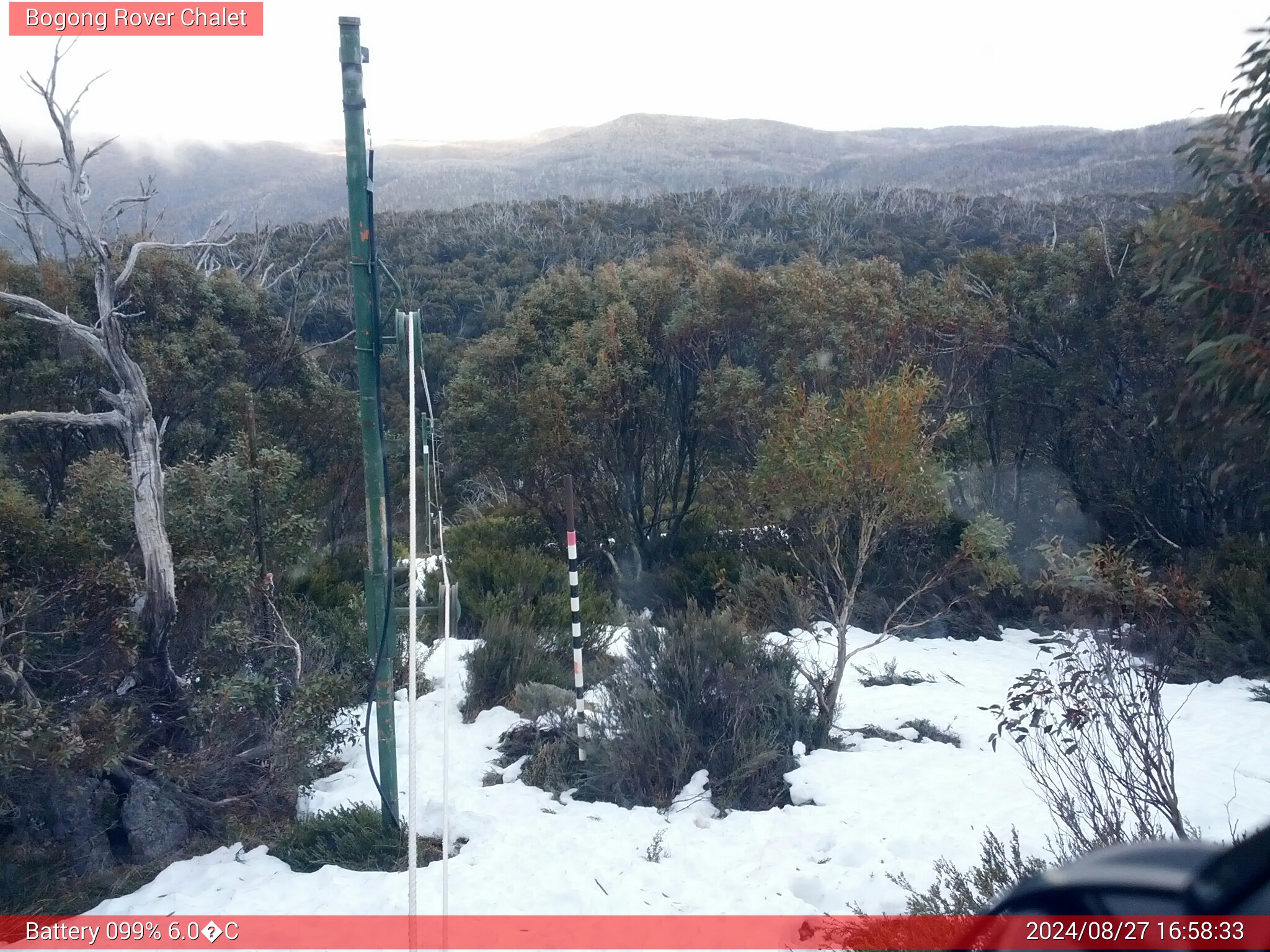 Bogong Web Cam 4:58pm Tuesday 27th of August 2024